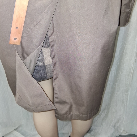 Botany 500 Brown Herringbone Trench Coat Women Size 42 Made In Usa - Picture 8 of 16